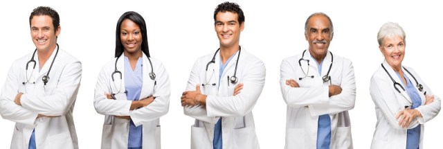 Smiling healthcare workers with their arms crossed